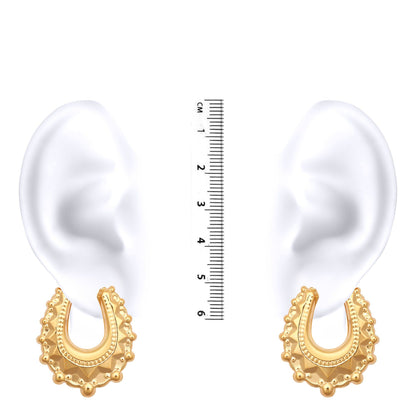 Ladies 9ct Gold  Oval Pear Spikey Creole Earrings, 29x24mm - JER306A