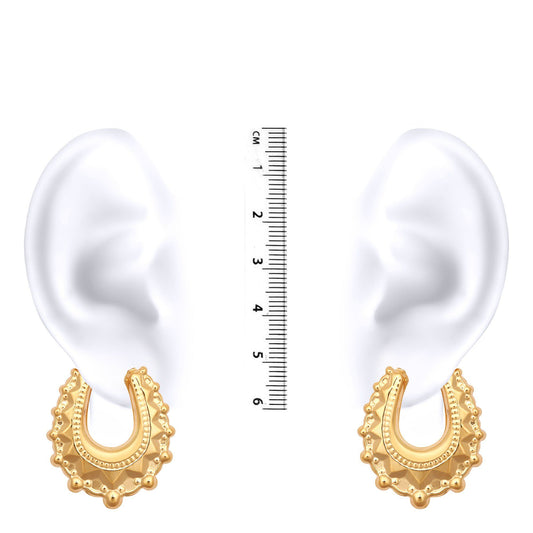 Ladies 9ct Gold  Oval Pear Spikey Creole Earrings, 29x24mm - JER306A