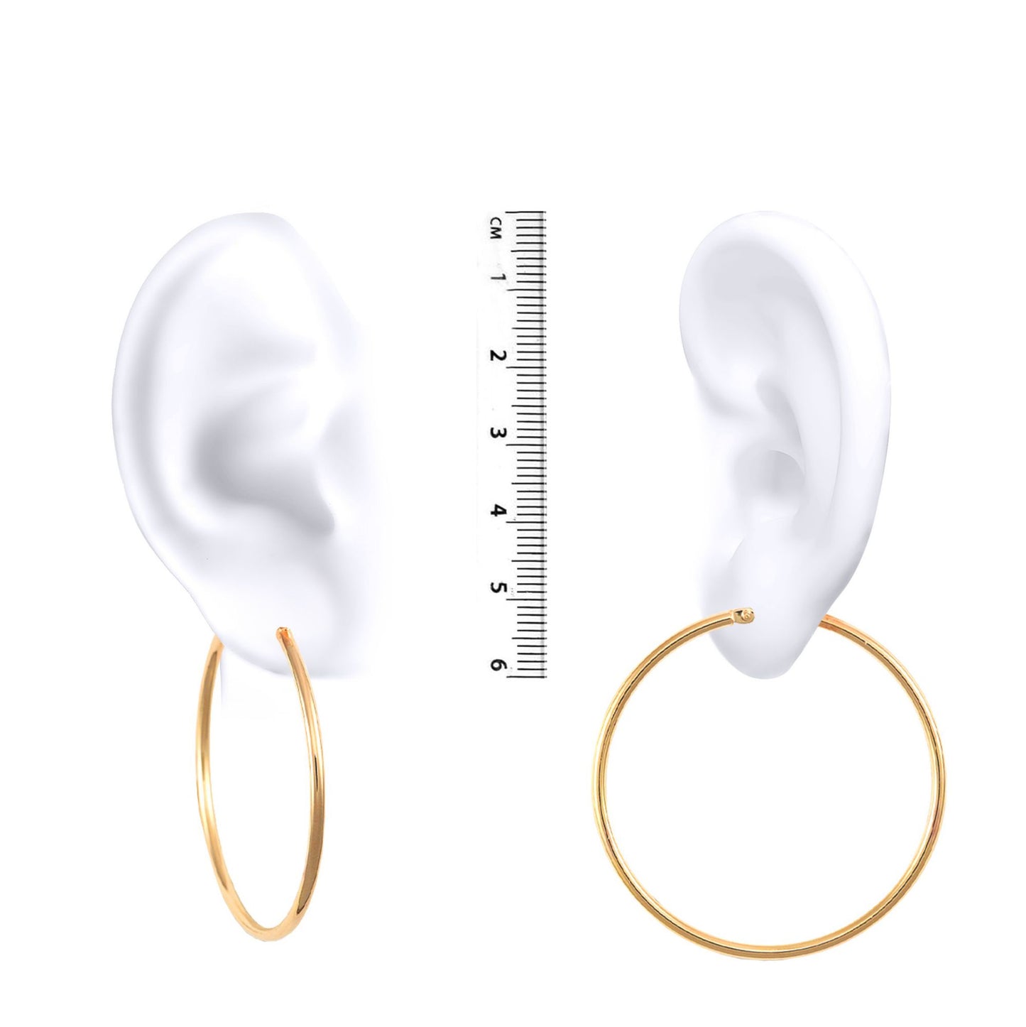 Ladies 9ct Gold  Polished 2mm Hoop Earrings 45mm - JER390
