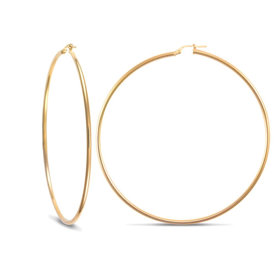Ladies 9ct Gold  Polished 2mm Hoop Earrings 74mm - JER392