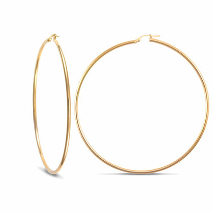 Ladies 9ct Gold  Polished 2mm Hoop Earrings 74mm - JER392
