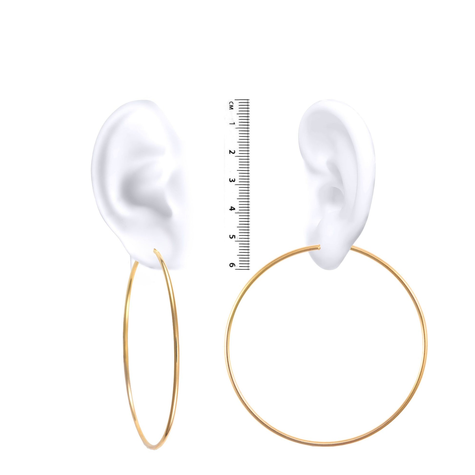 Ladies 9ct Gold  Polished 2mm Hoop Earrings 74mm - JER392