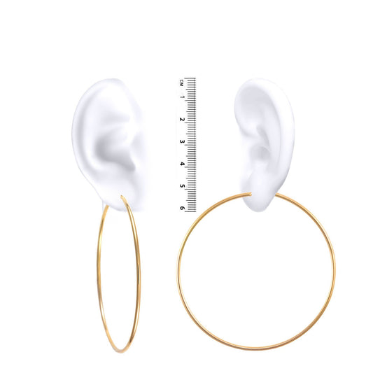 Ladies 9ct Gold  Polished 2mm Hoop Earrings 74mm - JER392