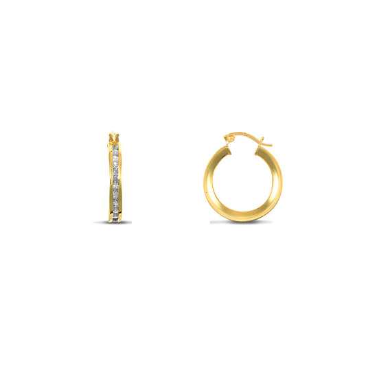 9ct Gold  CZ Eternity 4mm Hoop Earrings 17mm - JER399