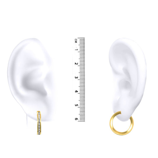 9ct Gold  CZ Eternity 4mm Hoop Earrings 17mm - JER399