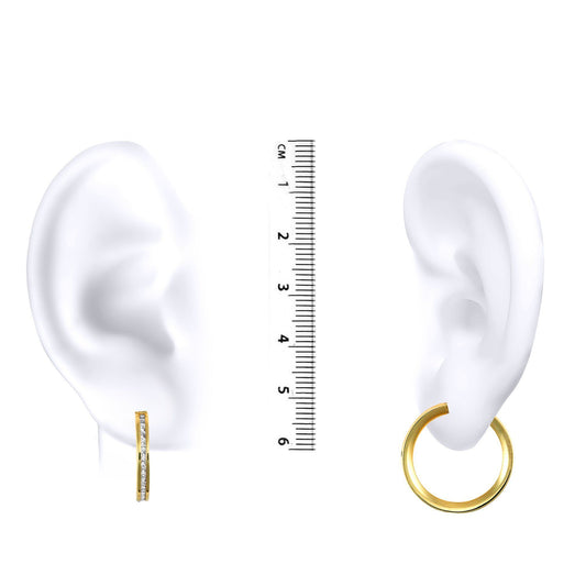 9ct Gold  CZ Eternity 4mm Hoop Earrings 22mm - JER400