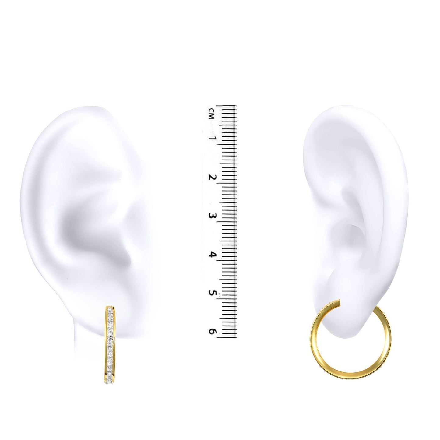 9ct Gold  CZ Eternity 4mm Hoop Earrings 29mm - JER401