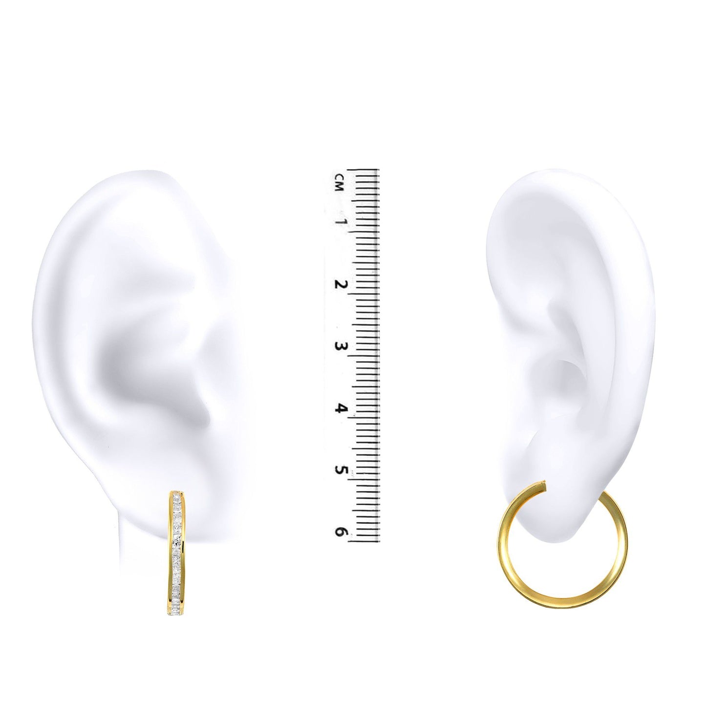 9ct Gold  CZ Eternity 4mm Hoop Earrings 29mm - JER401