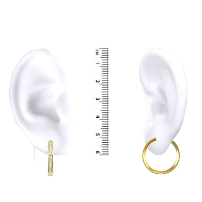 9ct Gold  CZ Eternity 4mm Hoop Earrings 29mm - JER401