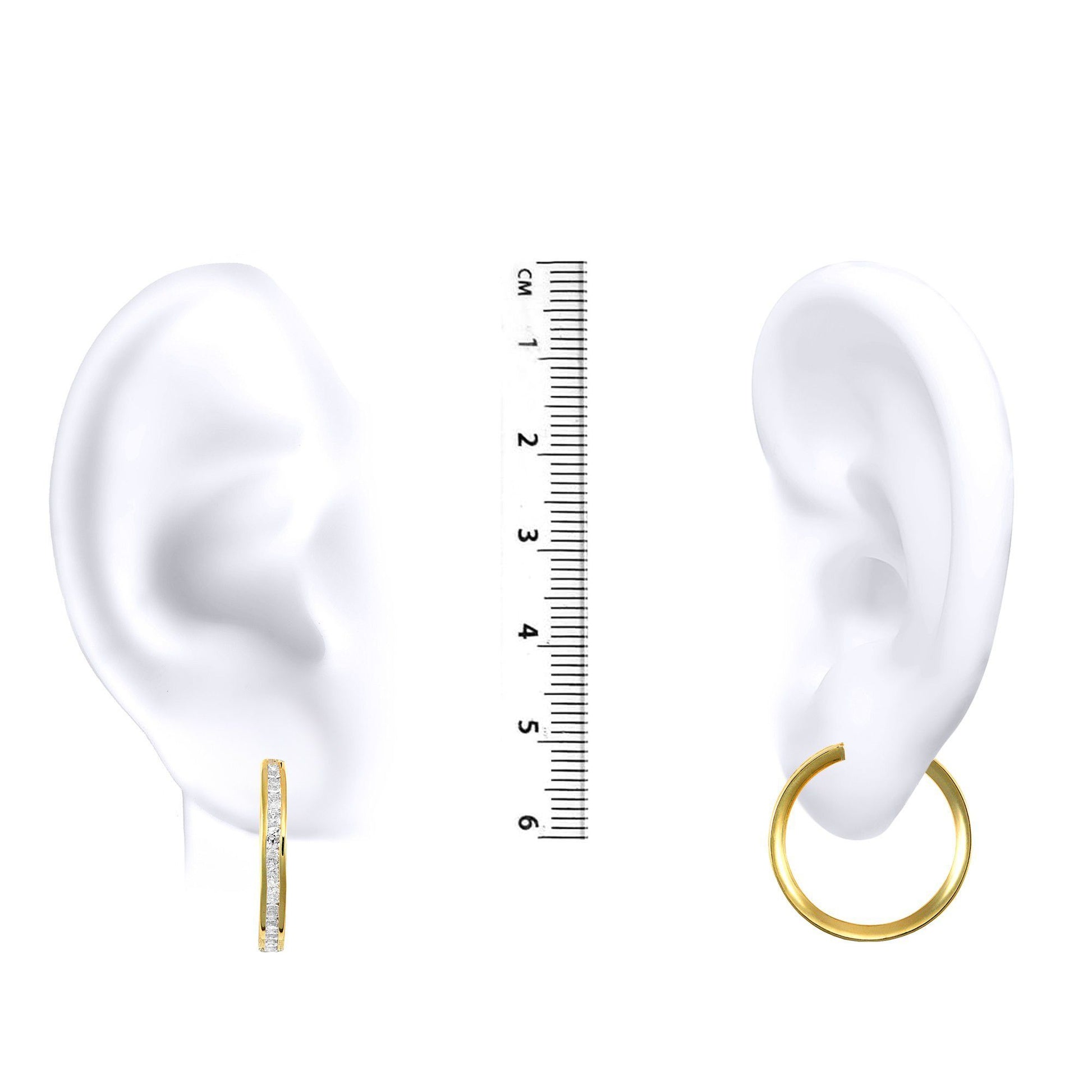 9ct Gold  CZ Eternity 4mm Hoop Earrings 29mm - JER401