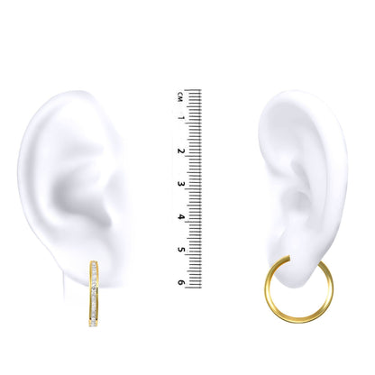 9ct Gold  CZ Eternity 4mm Hoop Earrings 29mm - JER401