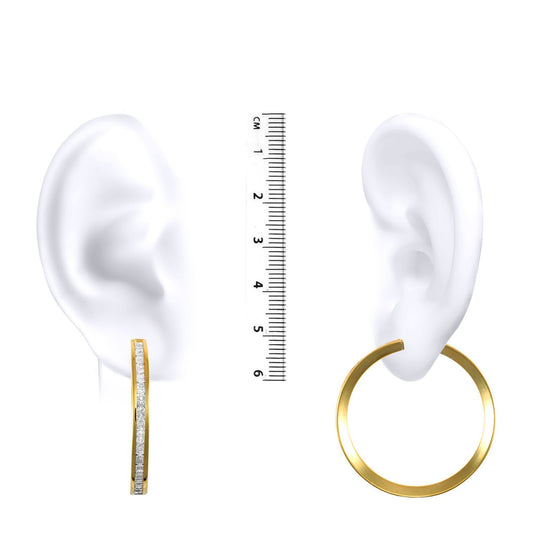 9ct Gold  CZ Eternity 4mm Hoop Earrings 35mm - JER402