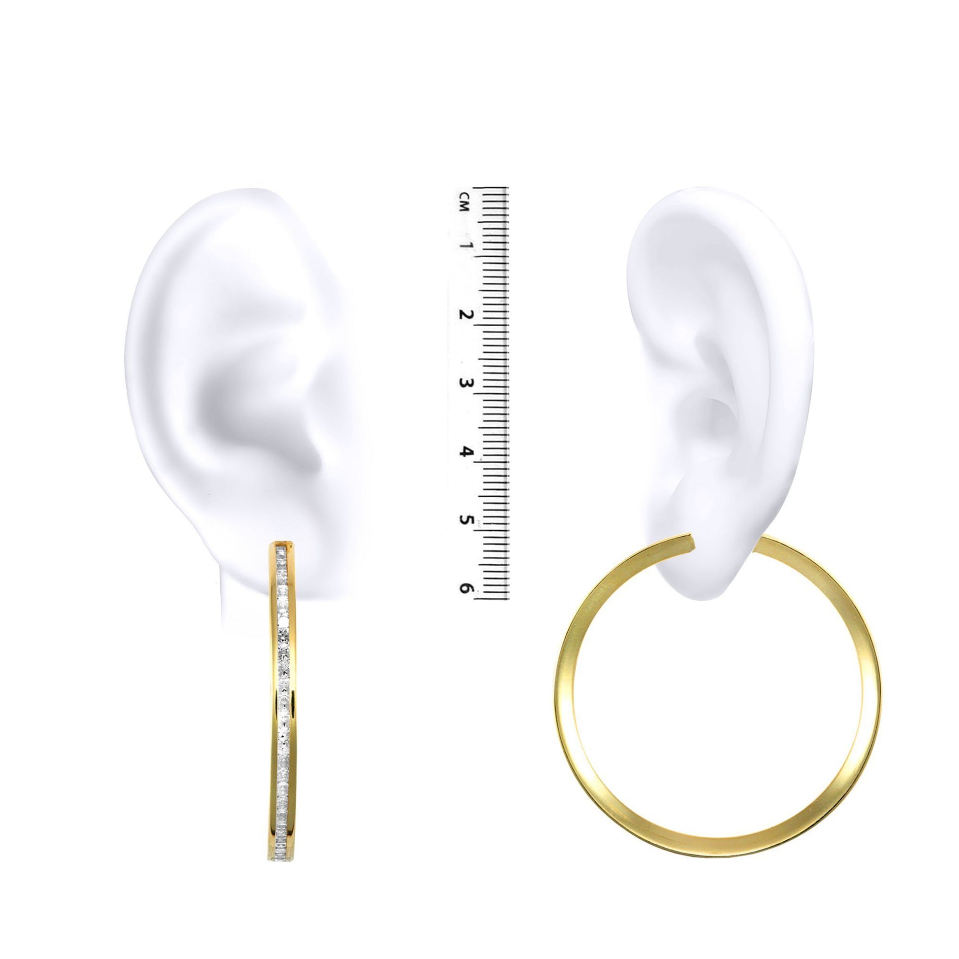 9ct Gold  CZ Eternity 4mm Hoop Earrings 47mm - JER403