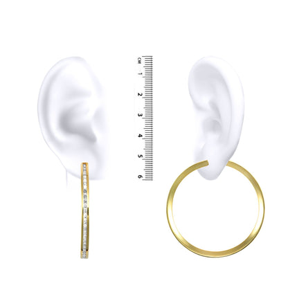 9ct Gold  CZ Eternity 4mm Hoop Earrings 47mm - JER403