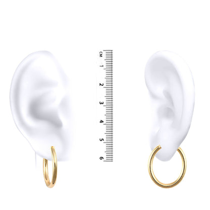 Ladies 9ct Gold  Polished Oval 3mm Hoop Earrings - JER440A