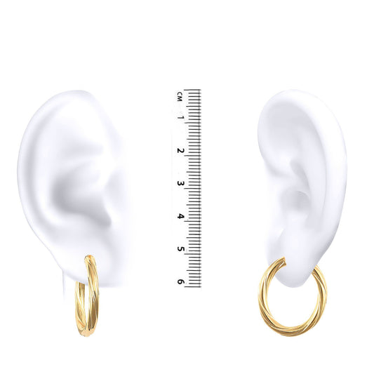 Ladies 9ct Gold  Twisted Oval 3mm Hoop Earrings - JER443