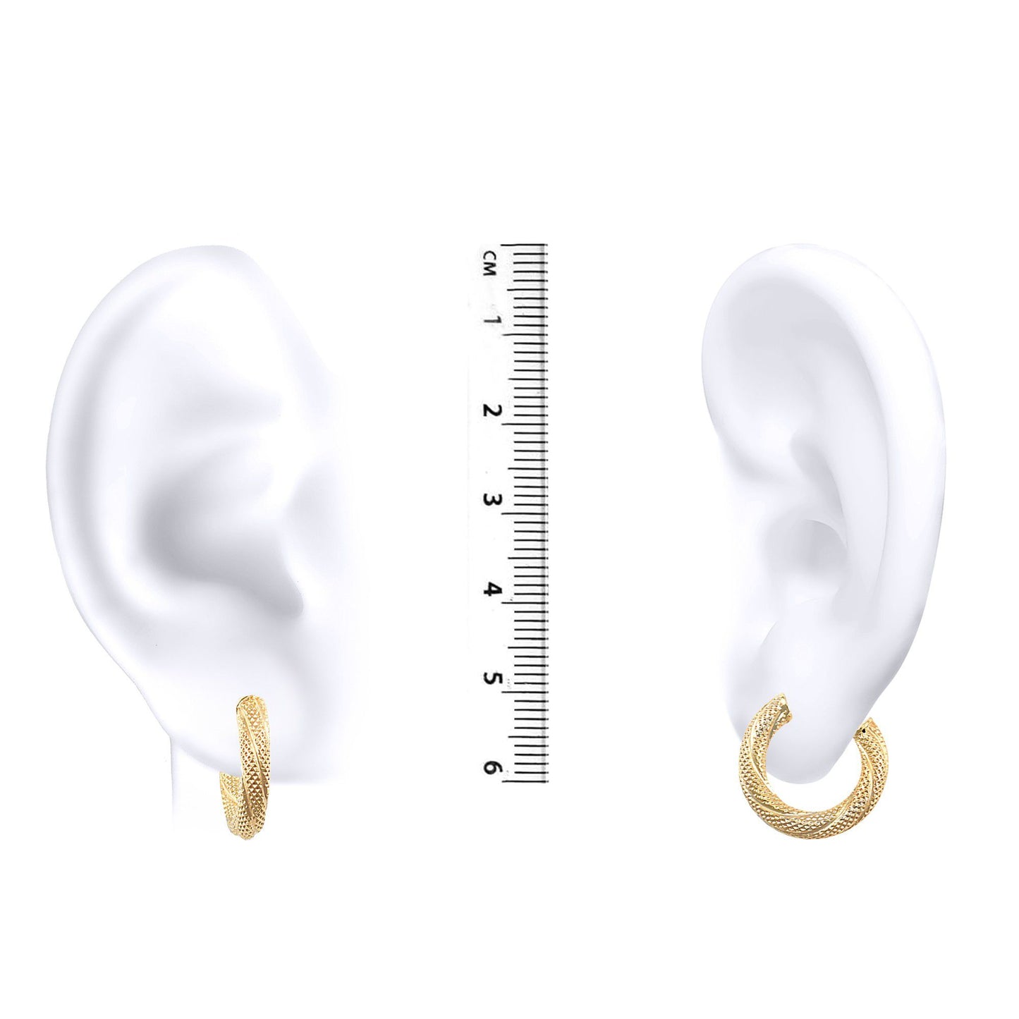 Ladies 9ct Gold  Snake Skin Twisted 3mm Hoop Earrings 16mm - JER457A