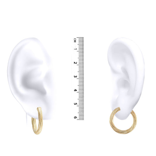 Ladies 9ct Gold  Snake Skin Twisted 3mm Hoop Earrings 20mm - JER457B