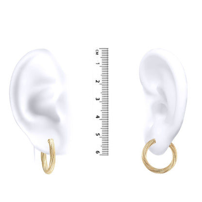 Ladies 9ct Gold  Snake Skin Twisted 3mm Hoop Earrings 20mm - JER457B