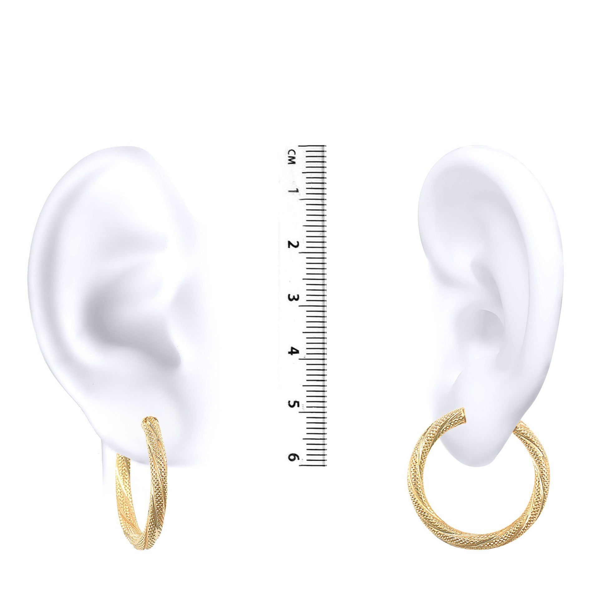 Ladies 9ct Gold  Snake Skin Twisted 3mm Hoop Earrings 25mm - JER457C