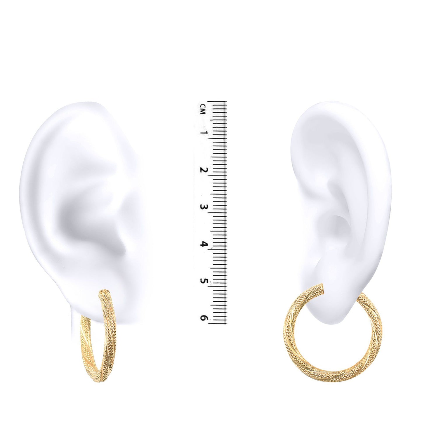 Ladies 9ct Gold  Snake Skin Twisted 3mm Hoop Earrings 25mm - JER457C