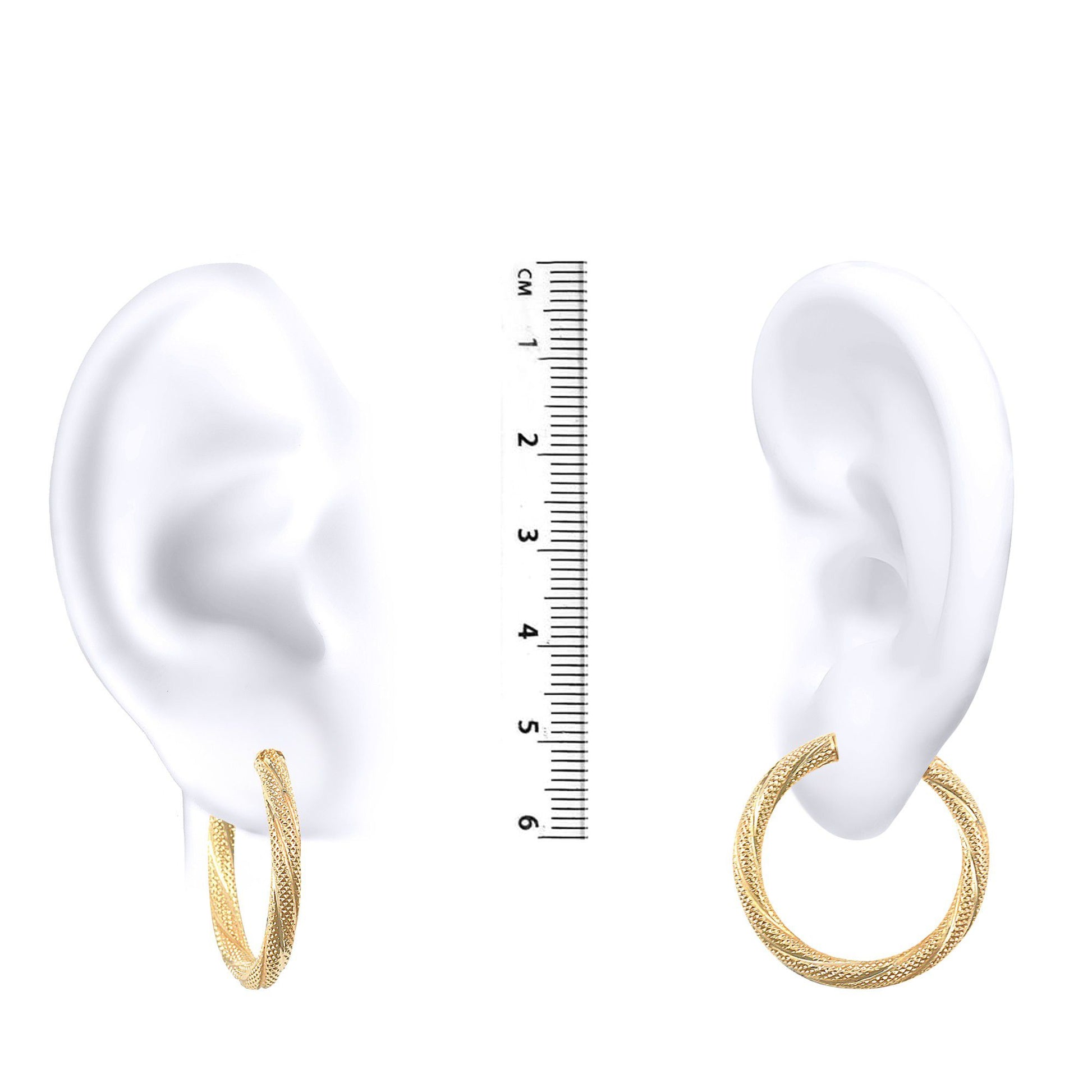 Ladies 9ct Gold  Snake Skin Twisted 3mm Hoop Earrings 25mm - JER457C