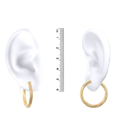 Ladies 9ct Gold  Snake Skin Twisted 3mm Hoop Earrings 25mm - JER457C