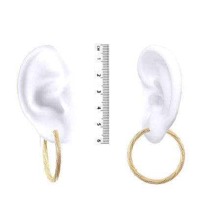 Ladies 9ct Gold  Snake Skin Twisted 3mm Hoop Earrings 35mm - JER457E