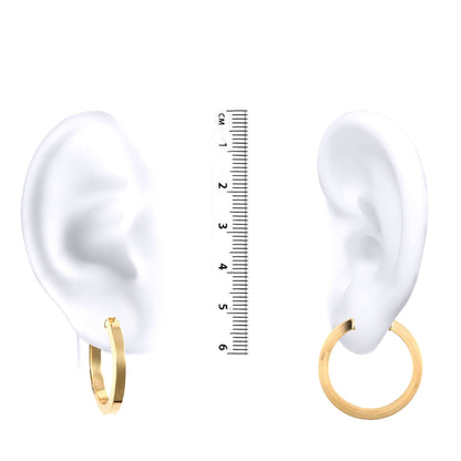 Ladies 9ct Gold  Square Tube 3mm Hoop Earrings 25mm - JER458B