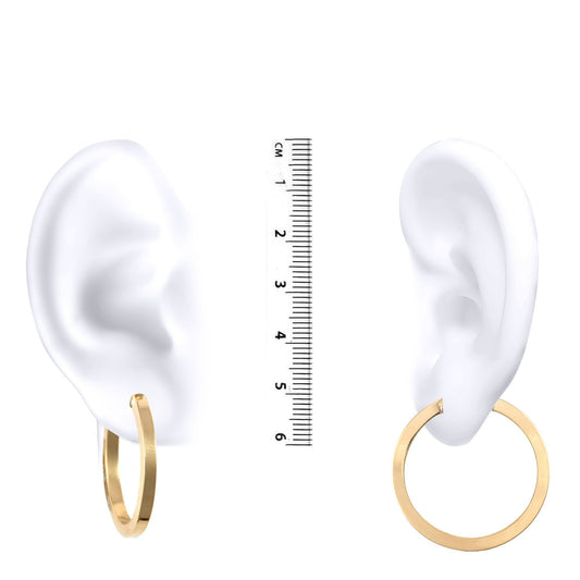 Ladies 9ct Gold  Square Tube 3mm Hoop Earrings 30mm - JER458C