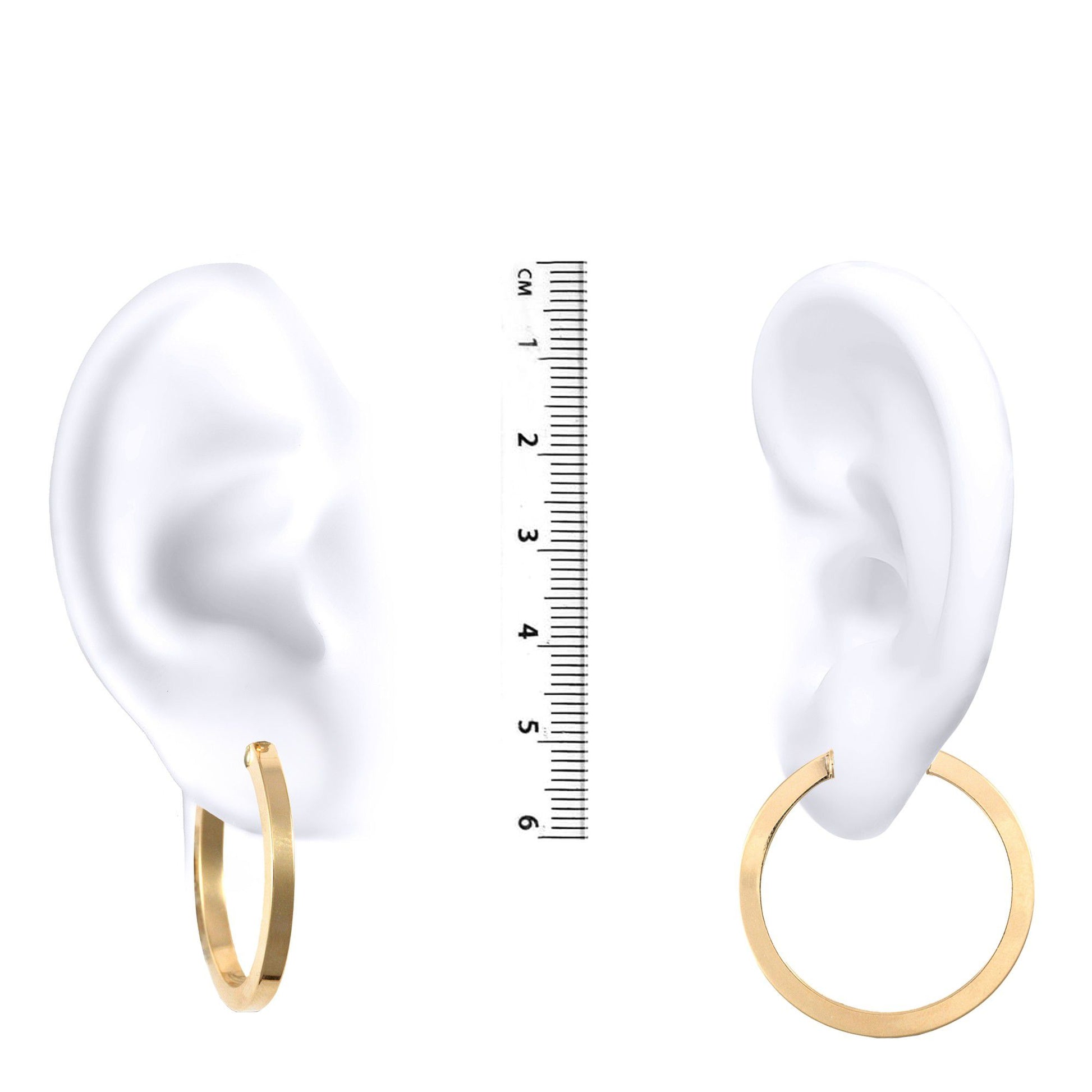 Ladies 9ct Gold  Square Tube 3mm Hoop Earrings 30mm - JER458C