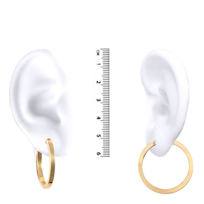 Ladies 9ct Gold  Square Tube 3mm Hoop Earrings 30mm - JER458C