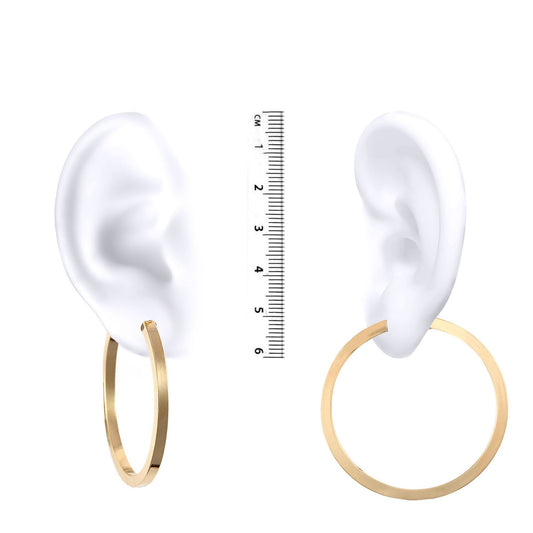 Ladies 9ct Gold  Square Tube 3mm Hoop Earrings 45mm - JER458D