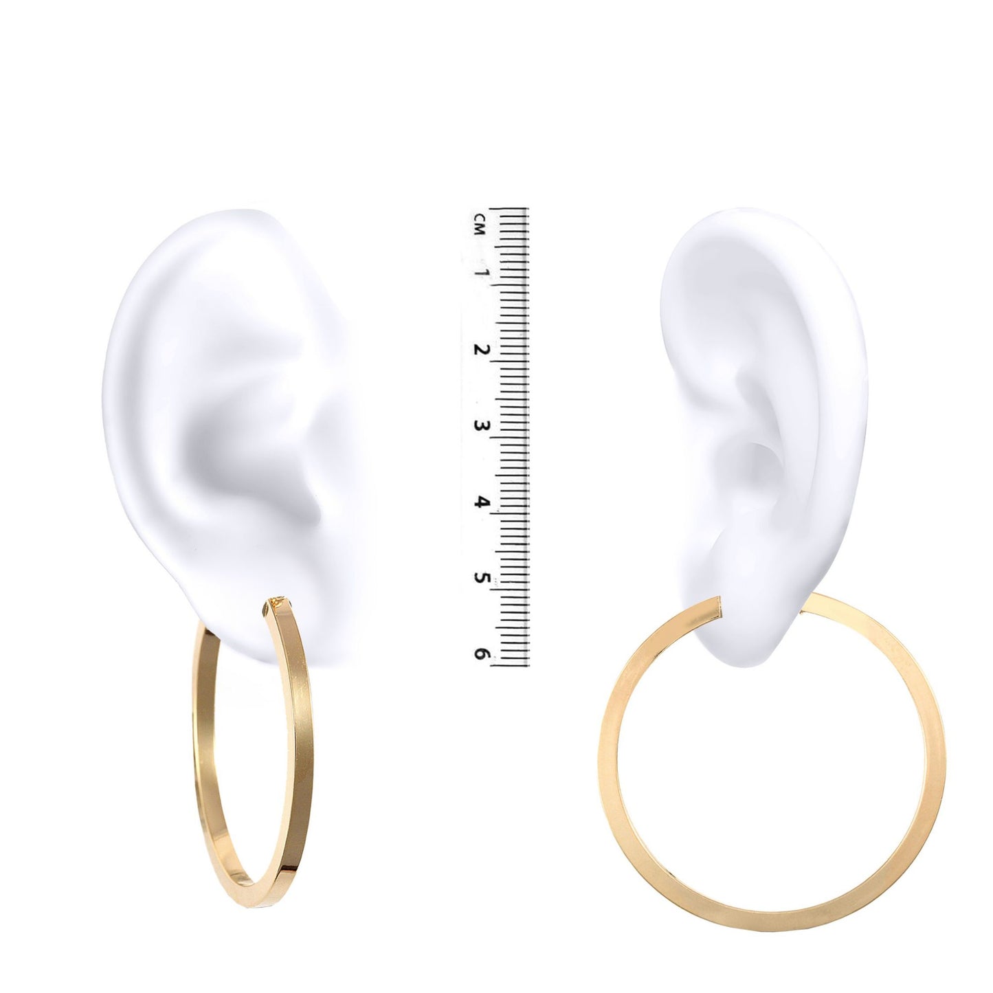 Ladies 9ct Gold  Square Tube 3mm Hoop Earrings 45mm - JER458D