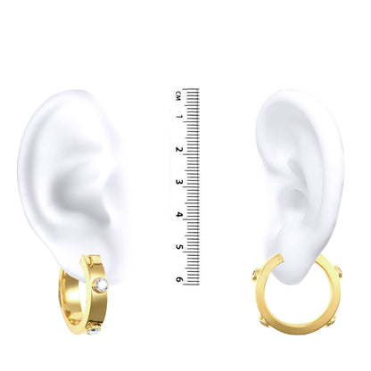 9ct Gold  CZ Square Tube 6mm Hoop Earrings 26mm - JER482A