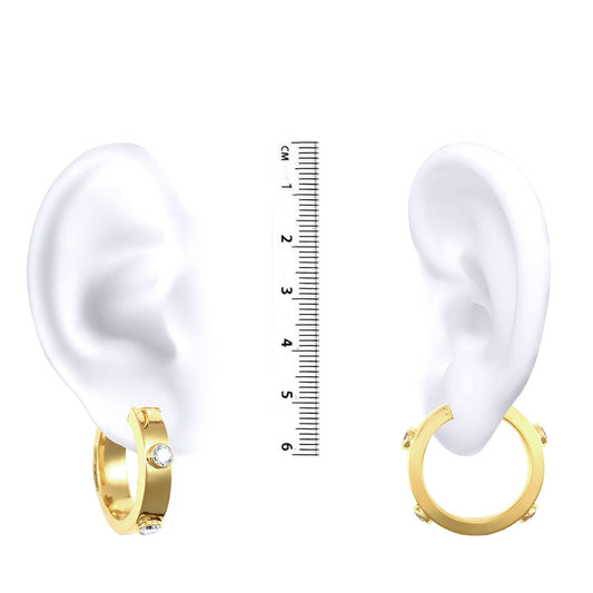 9ct Gold  CZ Square Tube 6mm Hoop Earrings 26mm - JER482A