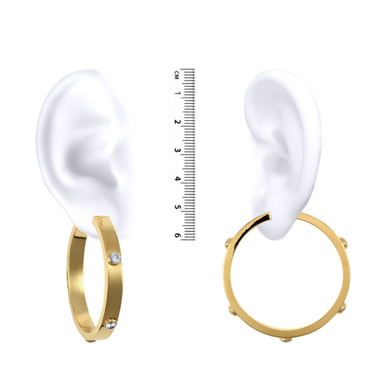 9ct Gold  CZ Square Tube 6mm Hoop Earrings 46mm - JER482C