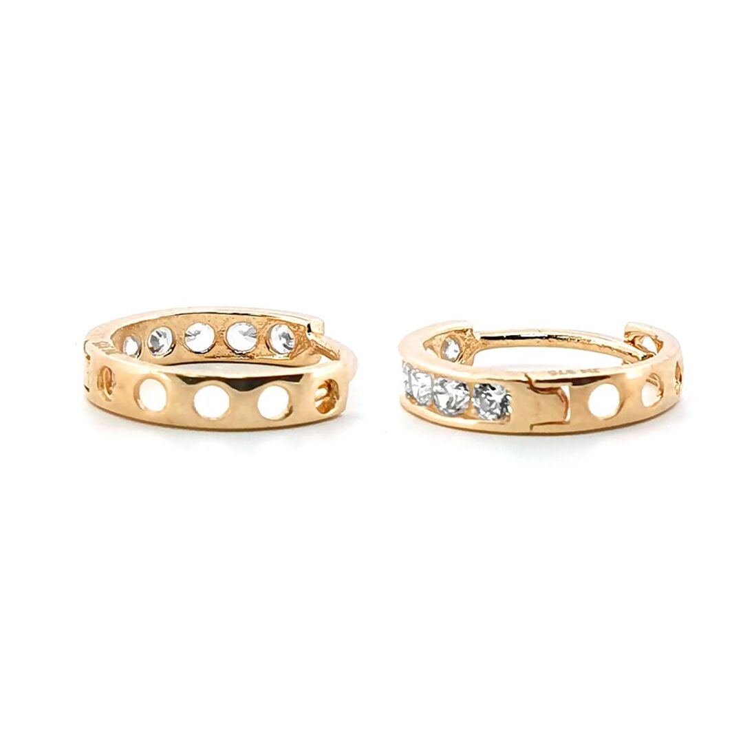 9ct Gold  CZ Eternity 2mm Huggie Hoop Earrings 11mm - JER518
