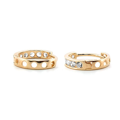9ct Gold  CZ Eternity 2mm Huggie Hoop Earrings 11mm - JER518
