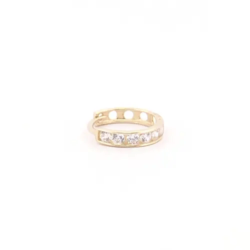9ct Gold  CZ Eternity 2mm Huggie Hoop Earrings 11mm - JER518
