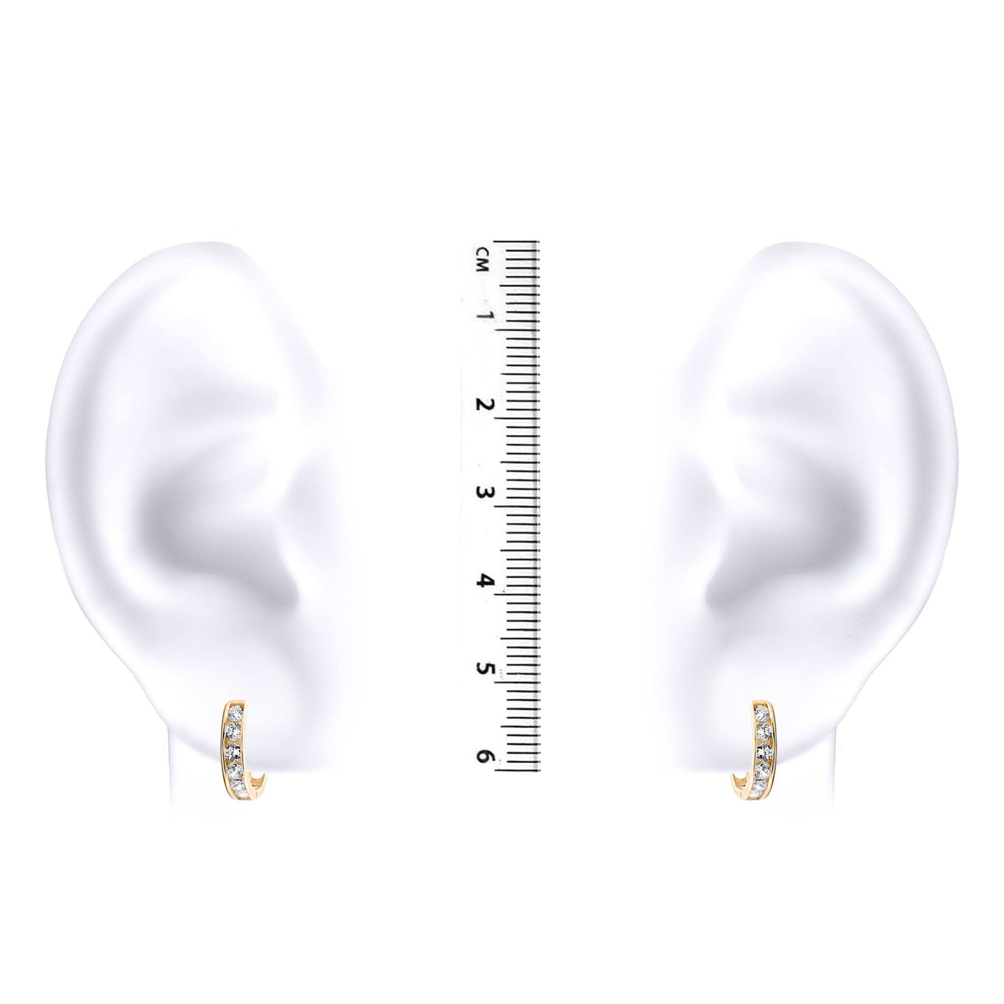 9ct Gold  CZ Eternity 2mm Huggie Hoop Earrings 11mm - JER518