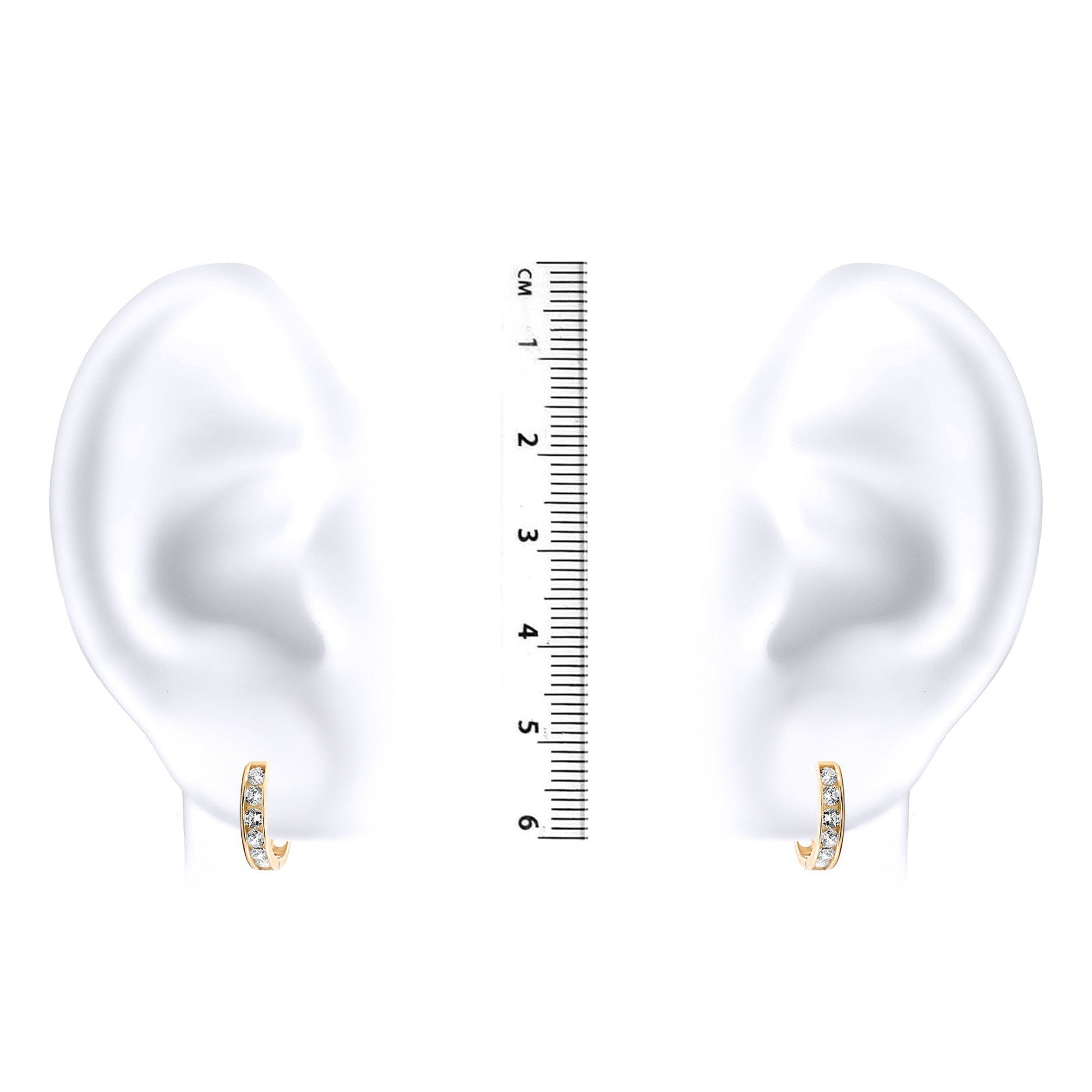 9ct Gold  CZ Eternity 2mm Huggie Hoop Earrings 11mm - JER518