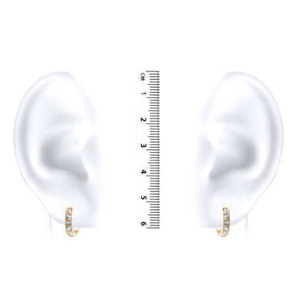 9ct Gold  CZ Eternity 2mm Huggie Hoop Earrings 11mm - JER518