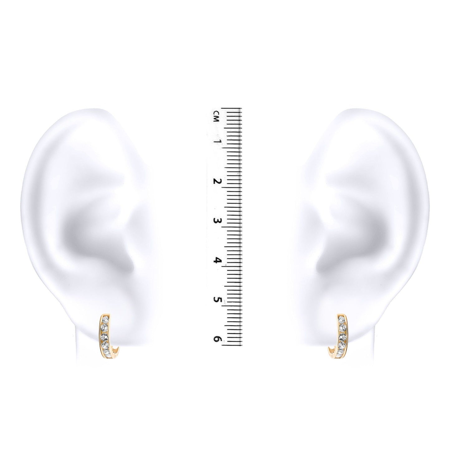 9ct Gold  CZ Eternity 2mm Huggie Hoop Earrings 11mm - JER518