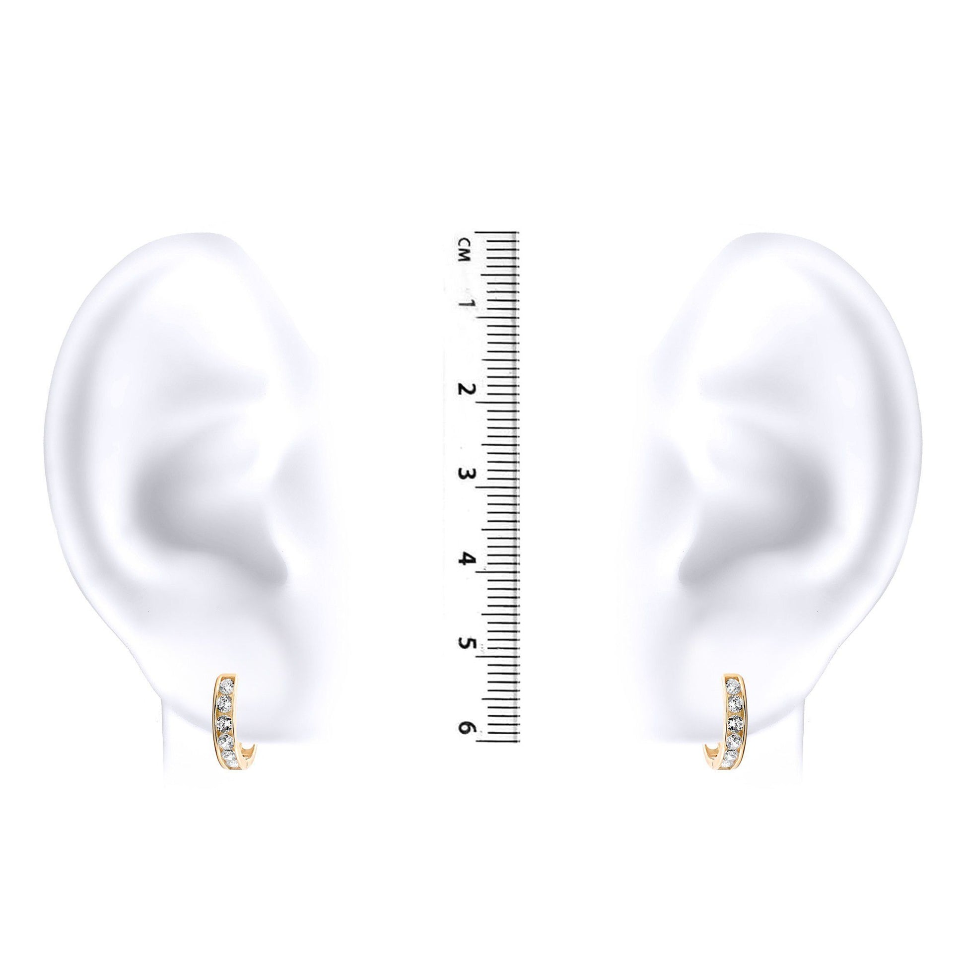 9ct Gold  CZ Eternity 2mm Huggie Hoop Earrings 11mm - JER518