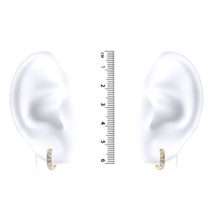 9ct Gold  CZ Eternity 2mm Huggie Hoop Earrings 11mm - JER518