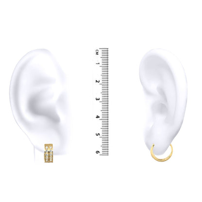 9ct Gold  CZ 2 Row Eternity 4.5mm Huggie Hoop Earrings 12mm - JER521