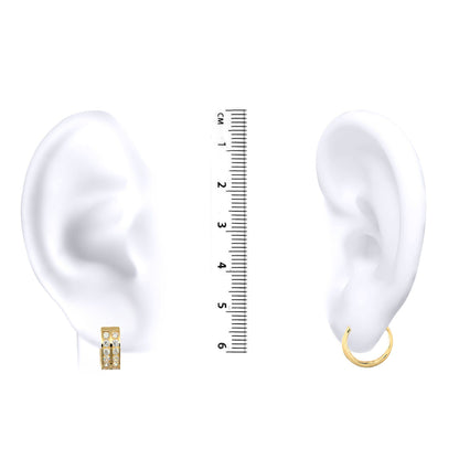 9ct Gold  CZ 2 Row Eternity 4.5mm Huggie Hoop Earrings 12mm - JER521