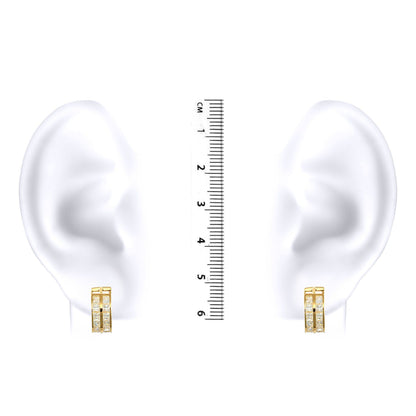 9ct Gold  CZ 2 Row Eternity 5mm Huggie Hoop Earrings 12mm - JER523