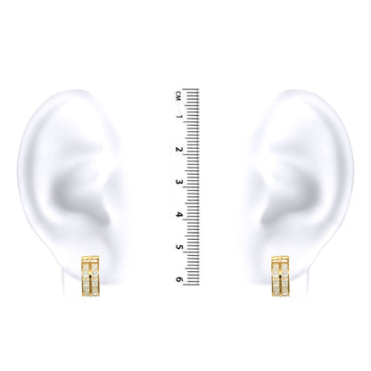 9ct Gold  CZ 2 Row Eternity 5mm Huggie Hoop Earrings 12mm - JER523